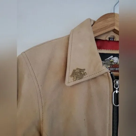 Harley Davidson *Flawed* tan leather jacket size women's XS - Picture 4 of 16